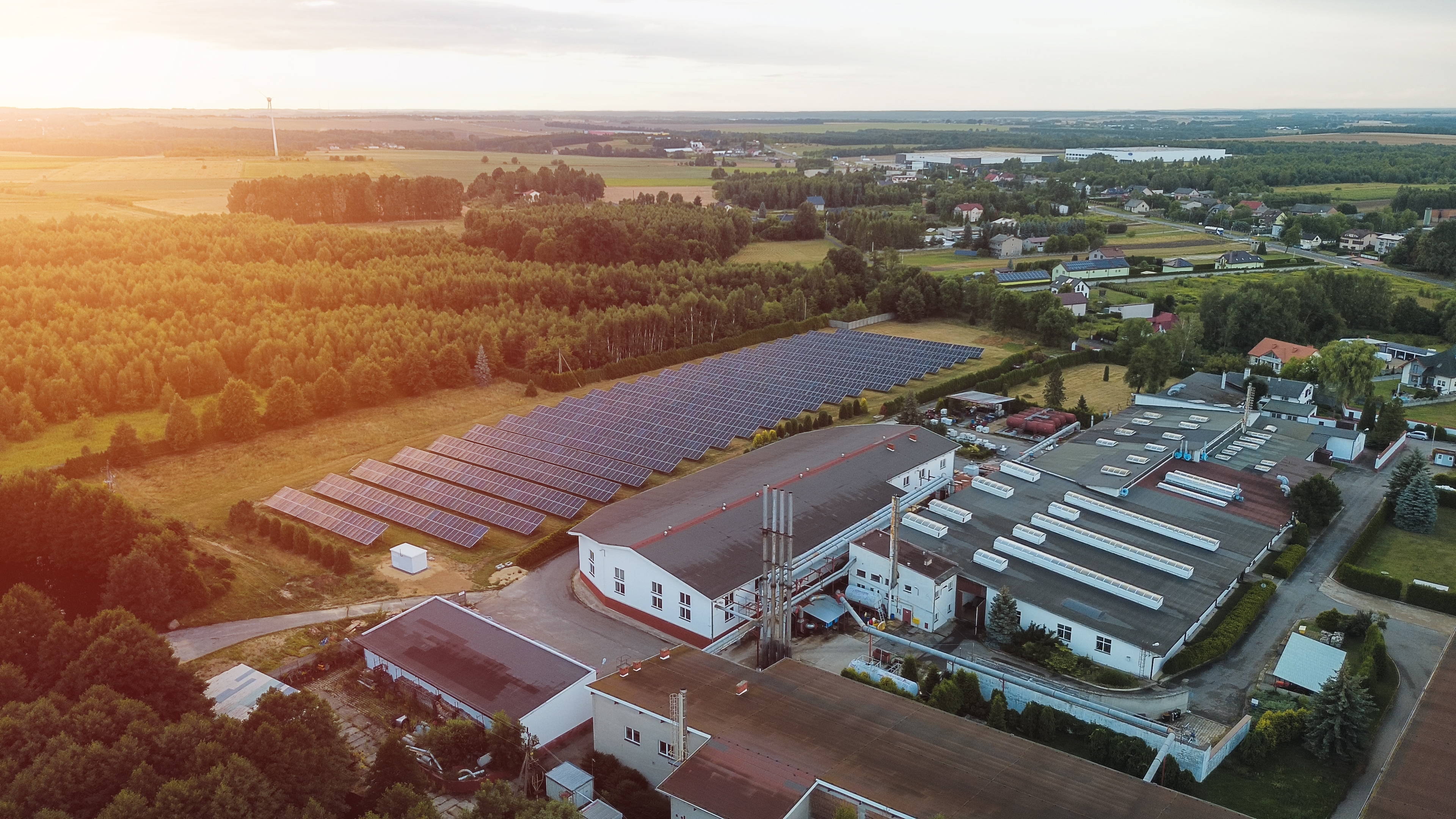 Aireal view over a production facility